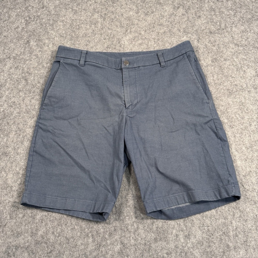 Lululemon Commission Shorts Blue Stretch Zip Pocket Modern Casual 9" Size 33